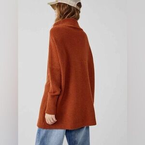 Free People Ottoman Slouchy Ribbed Burnt Orange Tunic Sweater Dress M